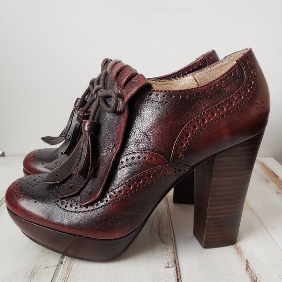 Euc Frye Naiya Kiltie Oxford Oxblood 